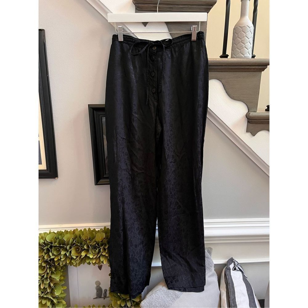 April Cornell Tasha Black Damask Rayon Loose Pants sz XS EUC